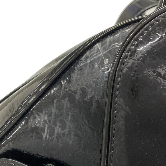 Auth DIOR/ChristianDior Double saddle bag / Trotter Black Patent Leather Handbag - Picture 11 of 16